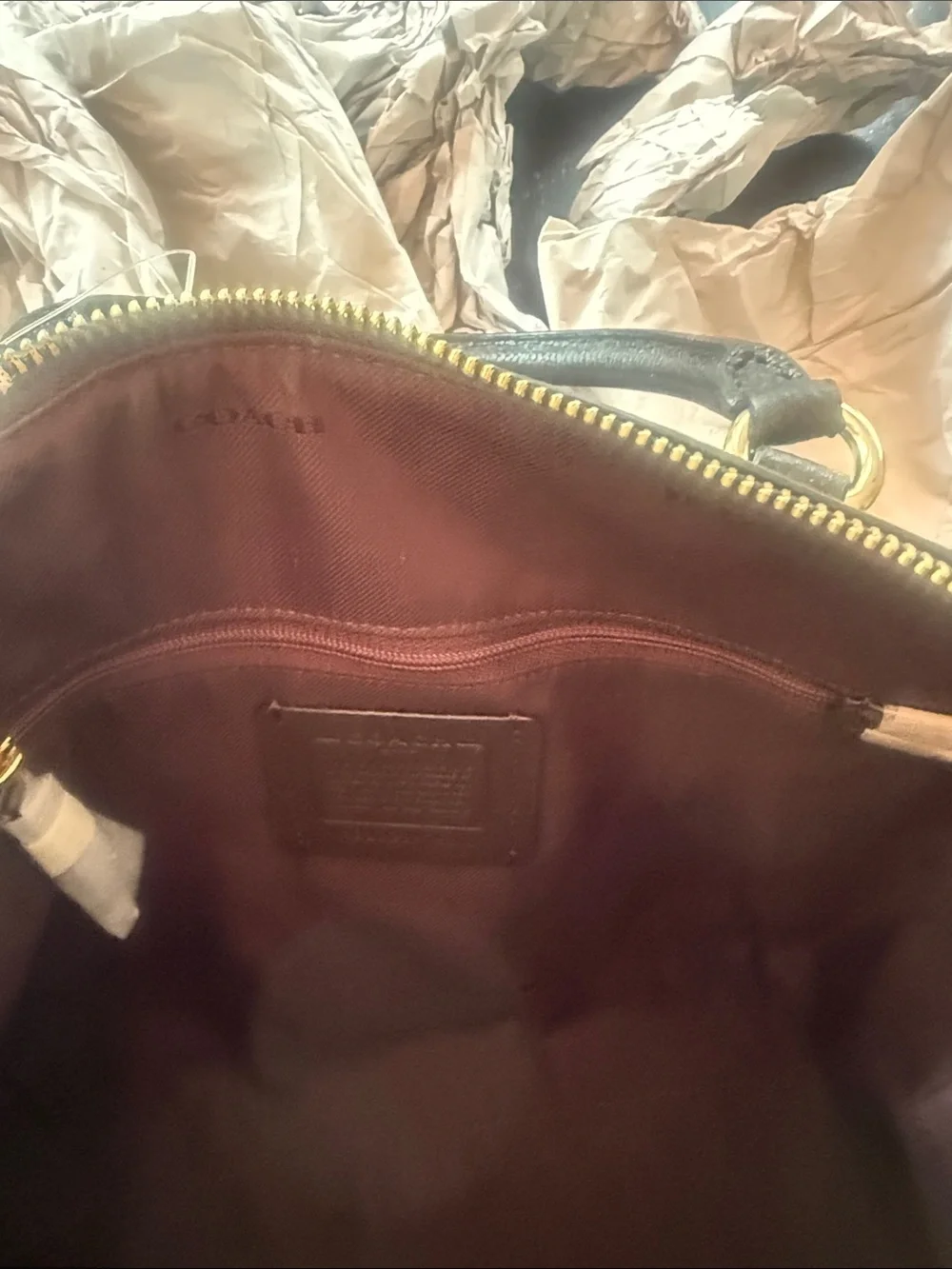 NWT Coach Black Leather Satchel with Gold Hardware